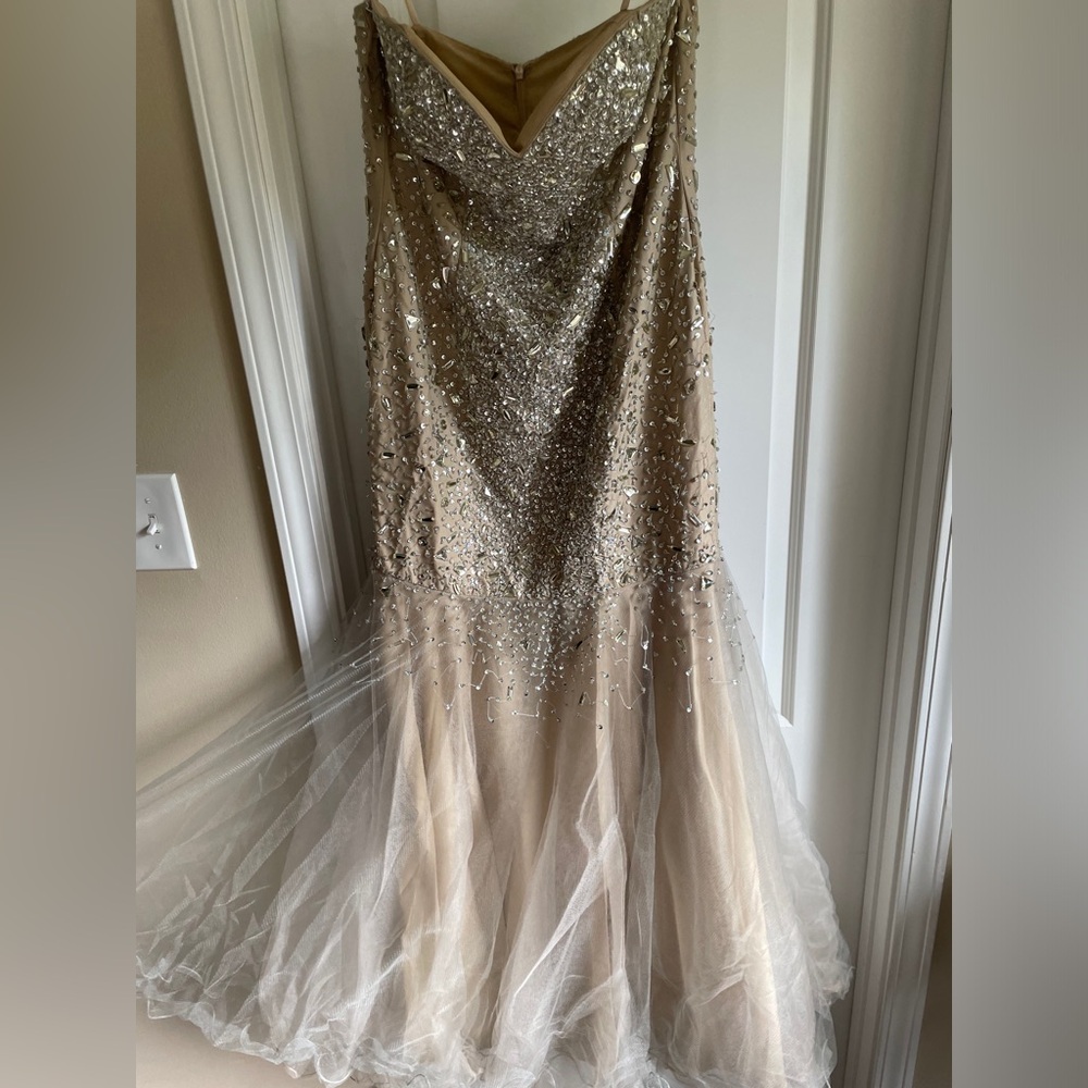 Size 12 silver and taupe strapless dress